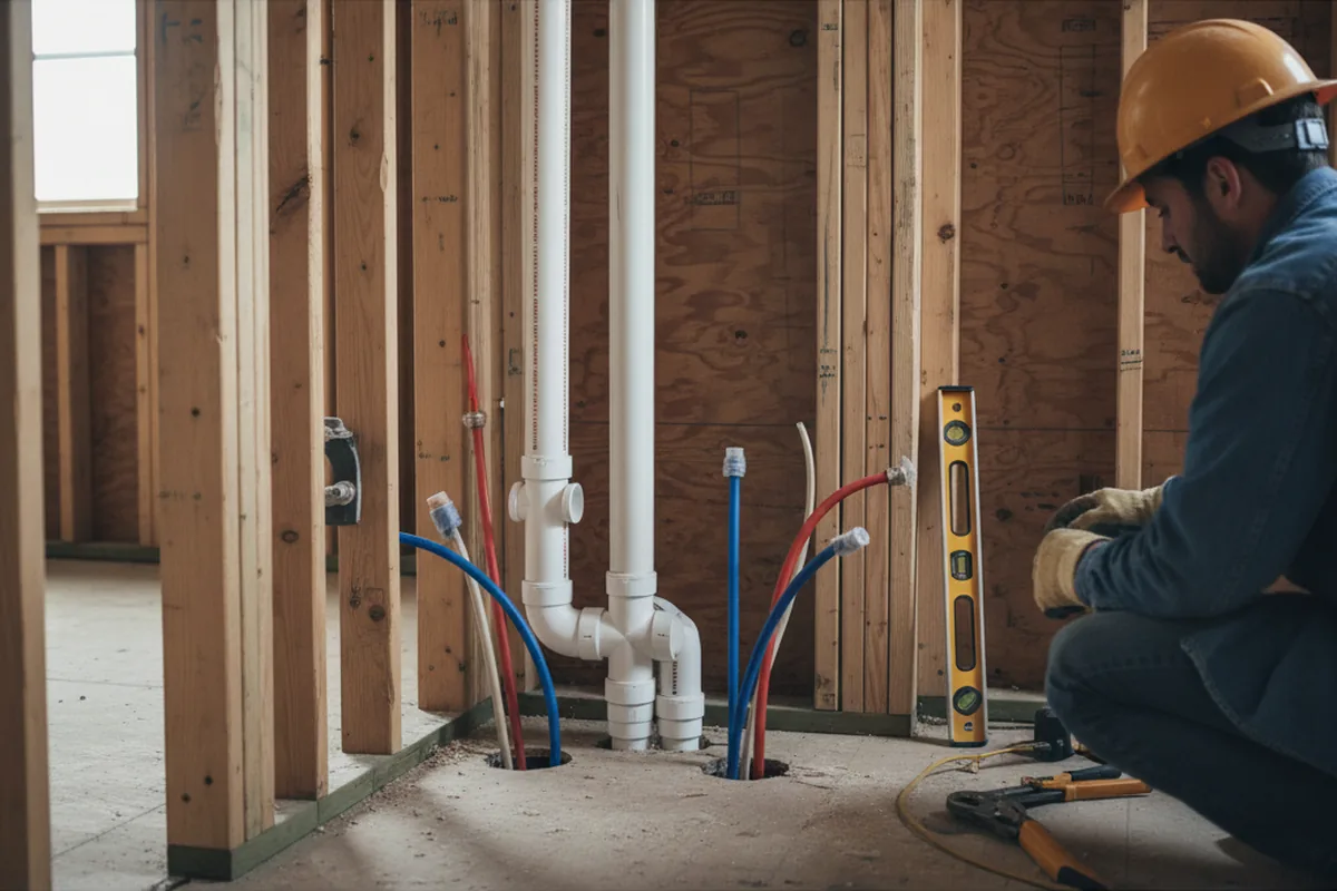 Drain and supply rough-in during Leak Detection in Kenwood