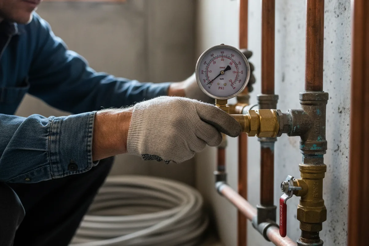 Pressure testing a repaired line during Water Line Repair in Kenwood